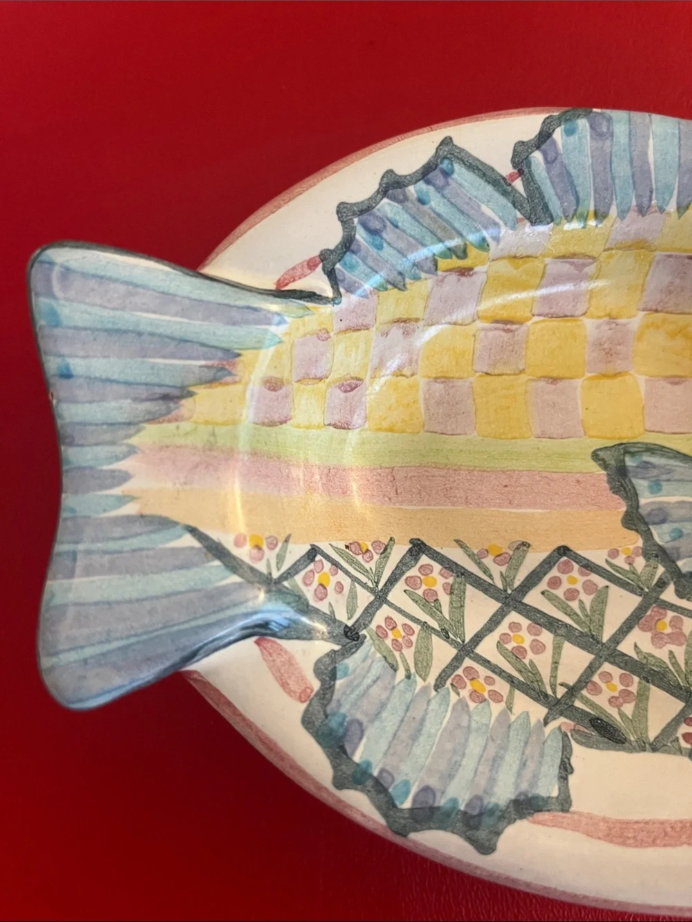 Vintage 1983 Mackensie Chaild Hand-Painted Decorative Fish Plate